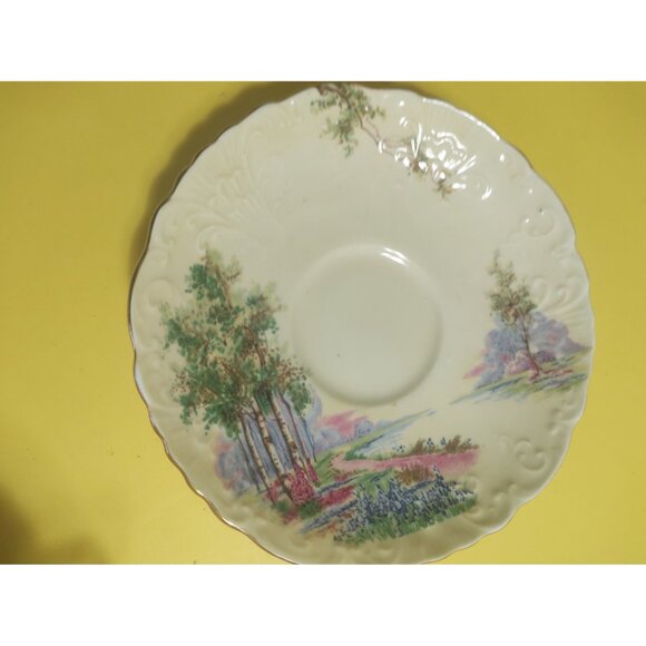 Vintage Aynsley England Bone China Yellow Tea Cup & Saucer Bluebell Time 1940's - Picture 9 of 13
